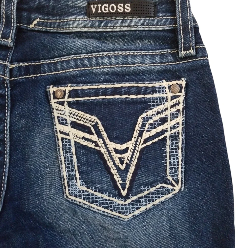 Vigoss‎ Heritage Fit Embroidered Denim Capris Size 6